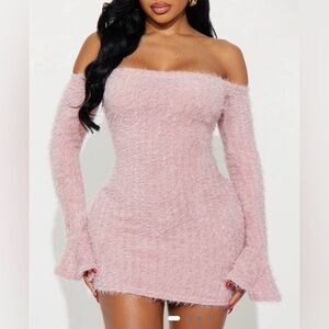 Fashion Nova Pink Long Sleeve Dress
